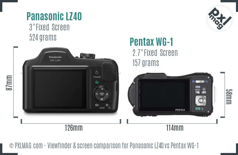 Panasonic LZ40 vs Pentax WG-1 Screen and Viewfinder comparison