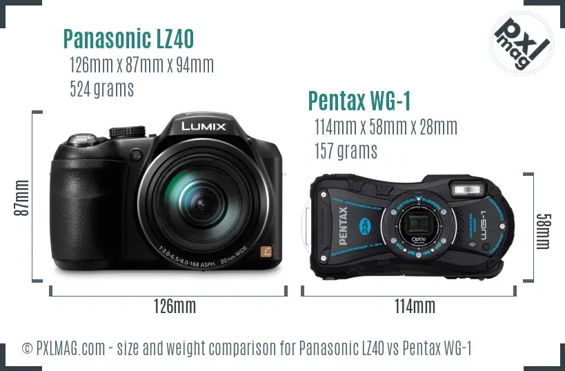 Panasonic LZ40 vs Pentax WG-1 size comparison