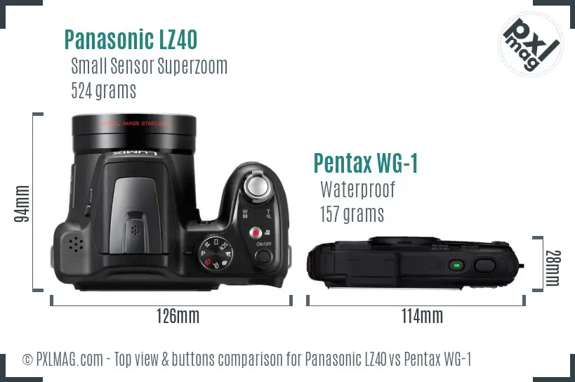 Panasonic LZ40 vs Pentax WG-1 top view buttons comparison