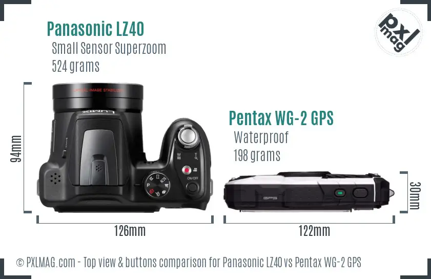 Panasonic LZ40 vs Pentax WG-2 GPS top view buttons comparison
