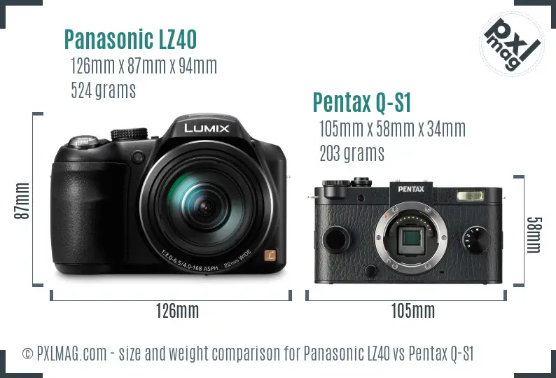 Panasonic LZ40 vs Pentax Q-S1 size comparison