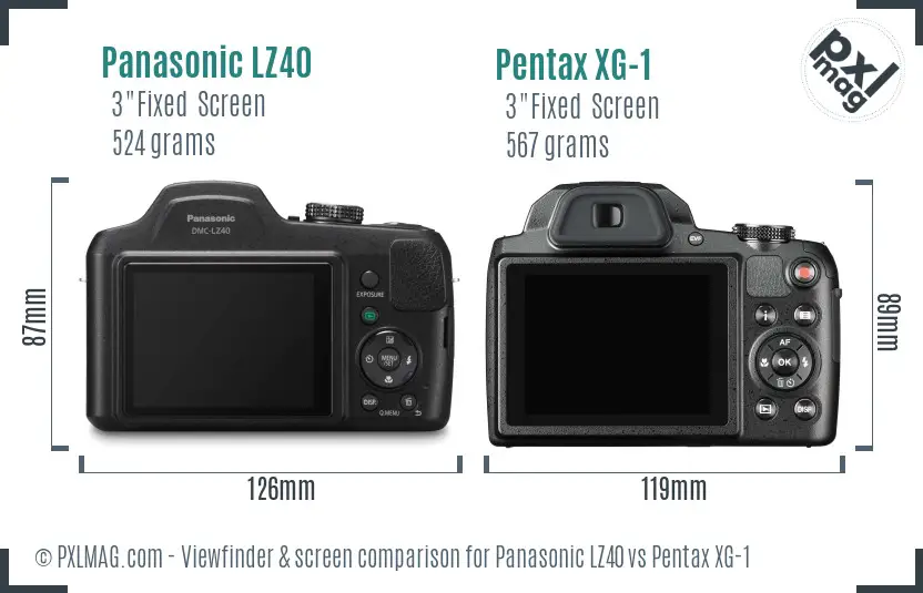 Panasonic LZ40 vs Pentax XG-1 Screen and Viewfinder comparison