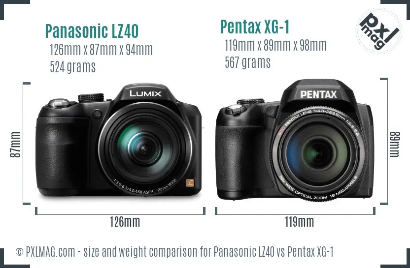 Panasonic LZ40 vs Pentax XG-1 size comparison