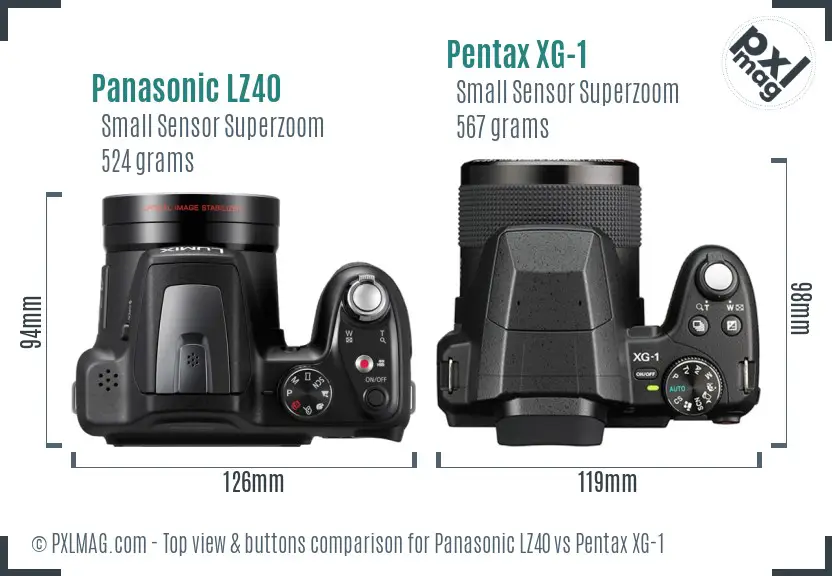 Panasonic LZ40 vs Pentax XG-1 top view buttons comparison