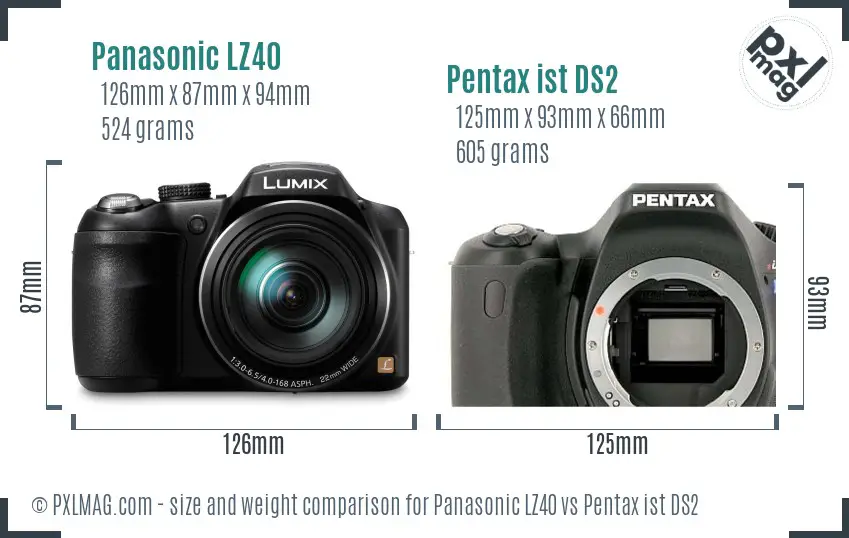 Panasonic LZ40 vs Pentax ist DS2 size comparison