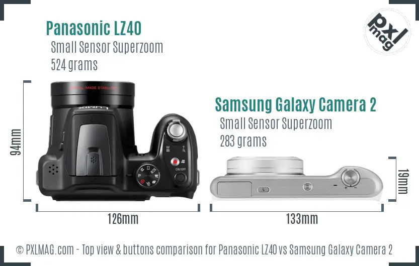 Panasonic LZ40 vs Samsung Galaxy Camera 2 top view buttons comparison