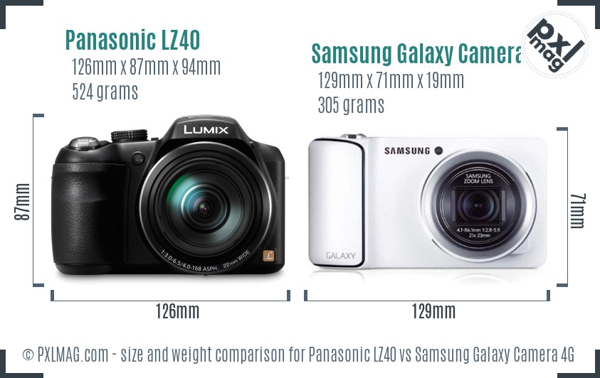 Panasonic LZ40 vs Samsung Galaxy Camera 4G size comparison Panasonic LZ40 vs Samsung Galaxy Camera 4G size comparison