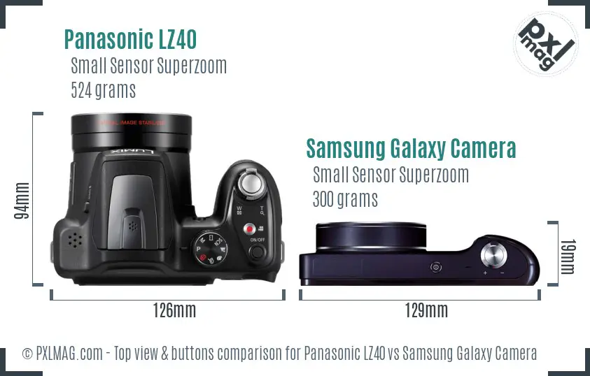 Panasonic LZ40 vs Samsung Galaxy Camera top view buttons comparison
