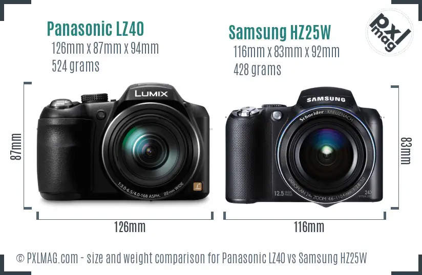 Panasonic LZ40 vs Samsung HZ25W size comparison Panasonic LZ40 vs Samsung HZ25W size comparison