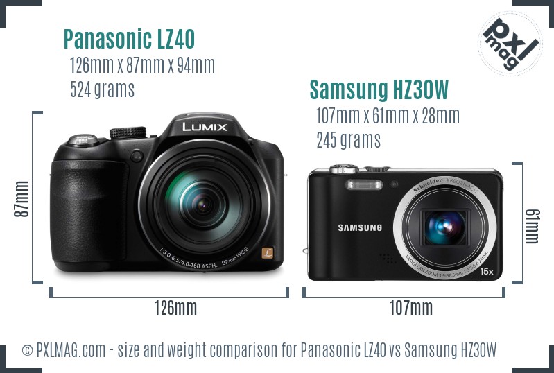 Panasonic LZ40 vs Samsung HZ30W size comparison Panasonic LZ40 vs Samsung HZ30W size comparison