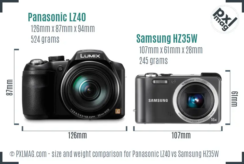 Panasonic LZ40 vs Samsung HZ35W size comparison Panasonic LZ40 vs Samsung HZ35W size comparison