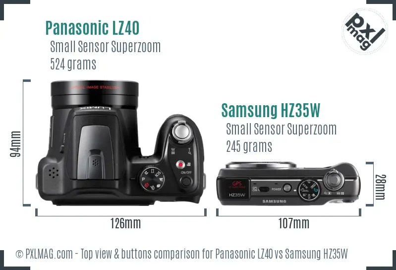 Panasonic LZ40 vs Samsung HZ35W top view buttons comparison