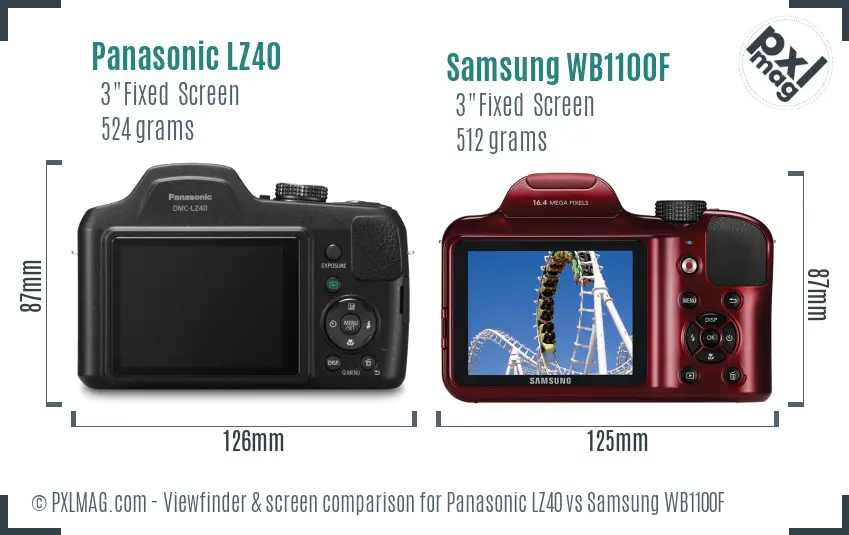 Panasonic LZ40 vs Samsung WB1100F Screen and Viewfinder comparison