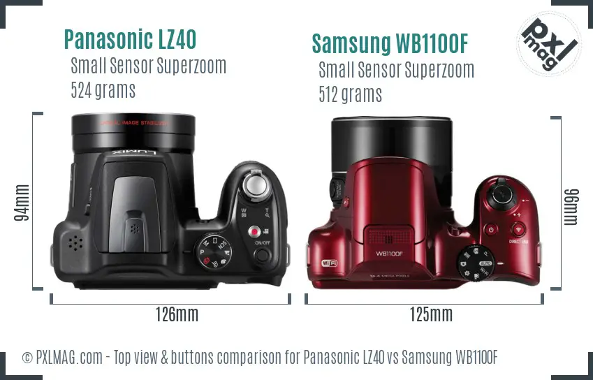 Panasonic LZ40 vs Samsung WB1100F top view buttons comparison