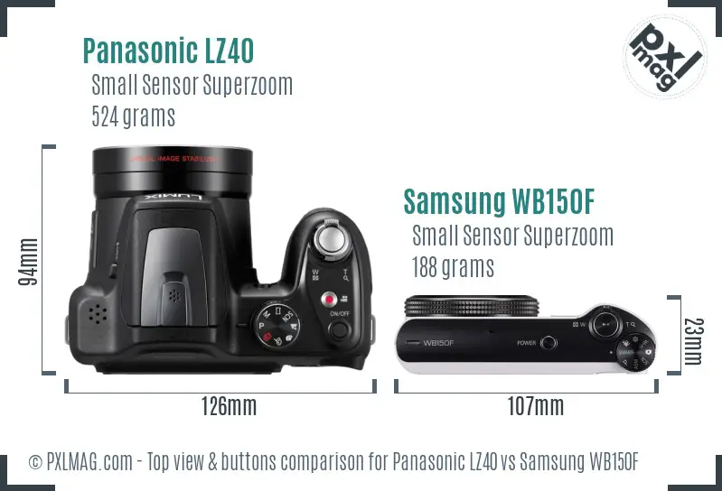 Panasonic LZ40 vs Samsung WB150F top view buttons comparison