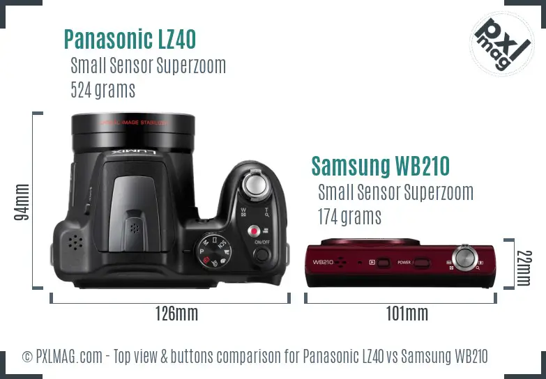 Panasonic LZ40 vs Samsung WB210 top view buttons comparison