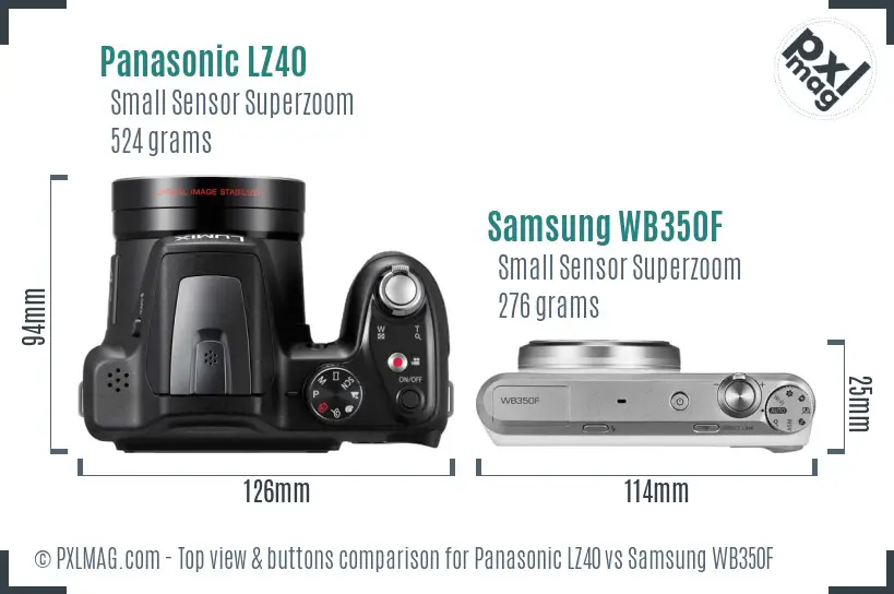 Panasonic LZ40 vs Samsung WB350F top view buttons comparison