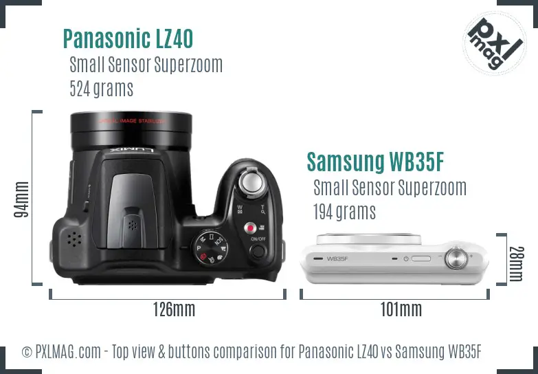 Panasonic LZ40 vs Samsung WB35F top view buttons comparison
