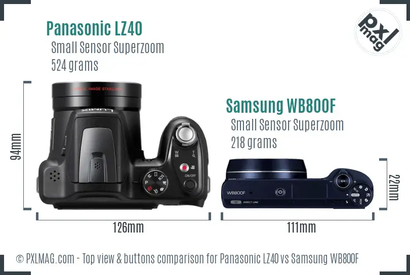 Panasonic LZ40 vs Samsung WB800F top view buttons comparison