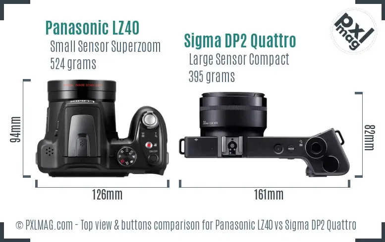 Panasonic LZ40 vs Sigma DP2 Quattro top view buttons comparison