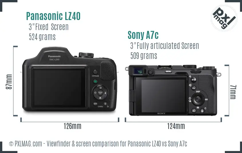 Panasonic LZ40 vs Sony A7c Screen and Viewfinder comparison Panasonic LZ40 vs Sony A7c Screen and Viewfinder comparison