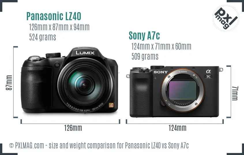 Panasonic LZ40 vs Sony A7c size comparison Panasonic LZ40 vs Sony A7c size comparison