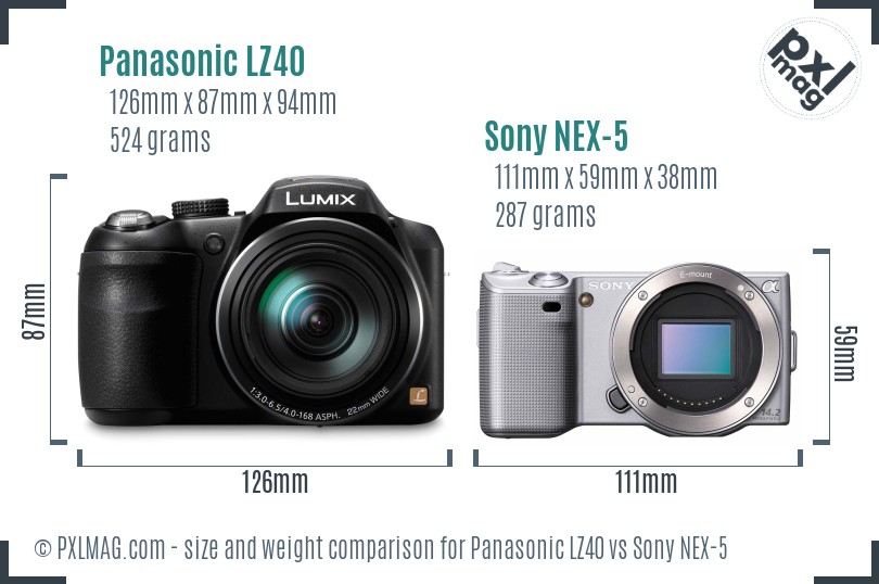 Panasonic LZ40 vs Sony NEX-5 size comparison Panasonic LZ40 vs Sony NEX-5 size comparison