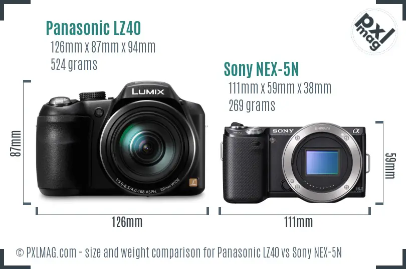 Panasonic LZ40 vs Sony NEX-5N size comparison Panasonic LZ40 vs Sony NEX-5N size comparison