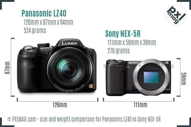 Panasonic LZ40 vs Sony NEX-5R size comparison