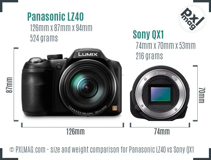 Panasonic LZ40 vs Sony QX1 size comparison