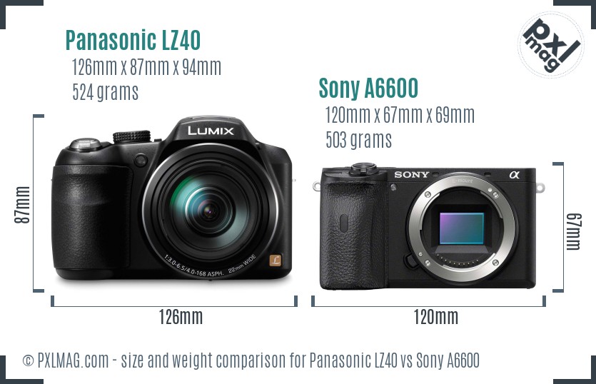 Panasonic LZ40 vs Sony A6600 size comparison Panasonic LZ40 vs Sony A6600 size comparison