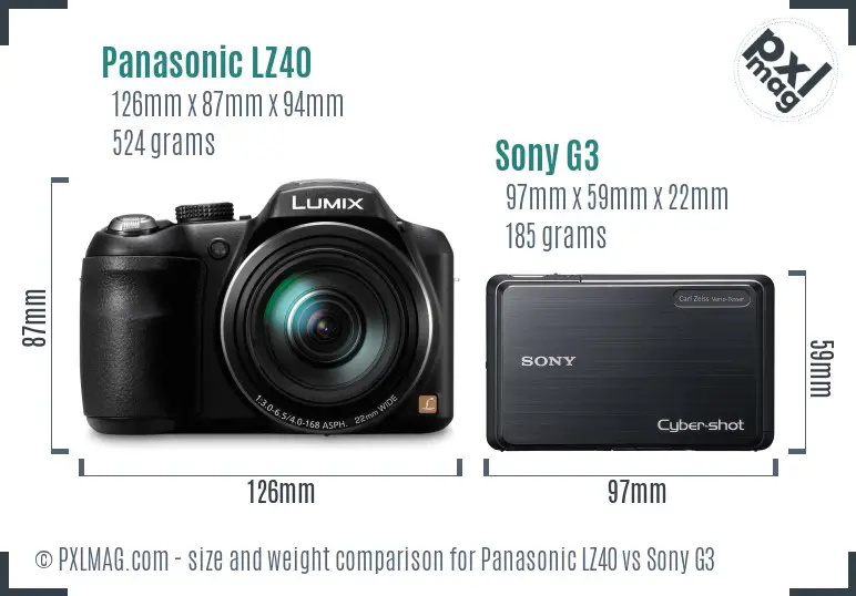 Panasonic LZ40 vs Sony G3 size comparison