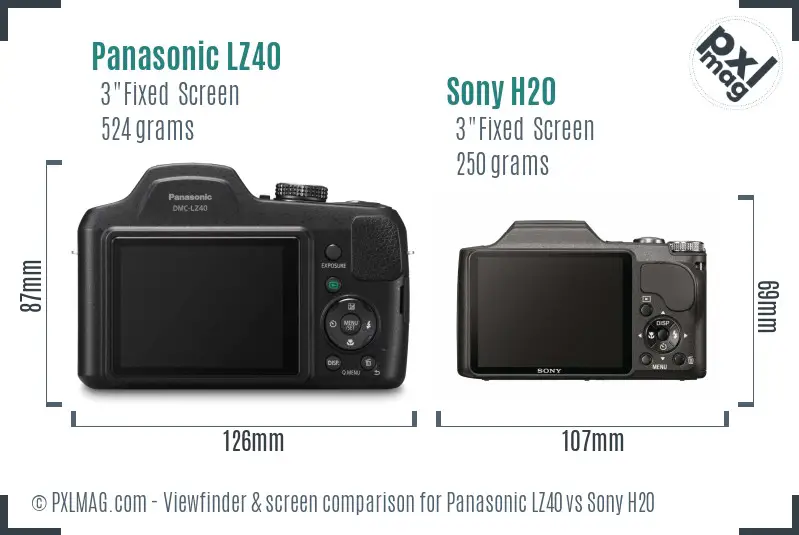 Panasonic LZ40 vs Sony H20 Screen and Viewfinder comparison
