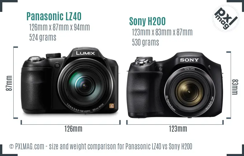 Panasonic LZ40 vs Sony H200 size comparison