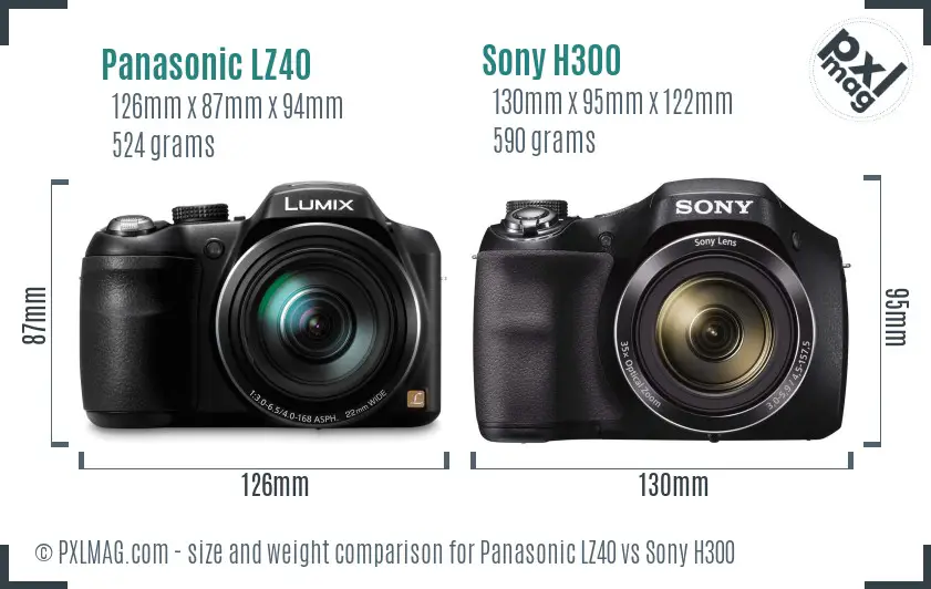 Panasonic LZ40 vs Sony H300 size comparison