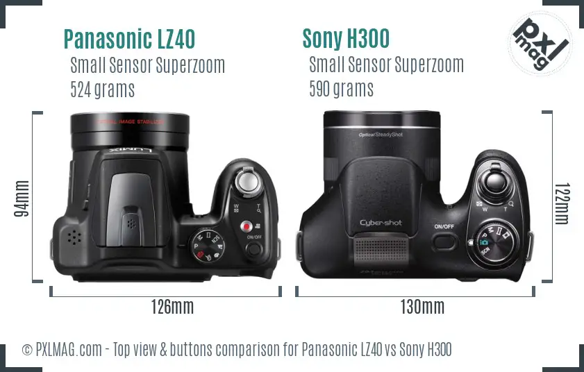Panasonic LZ40 vs Sony H300 top view buttons comparison