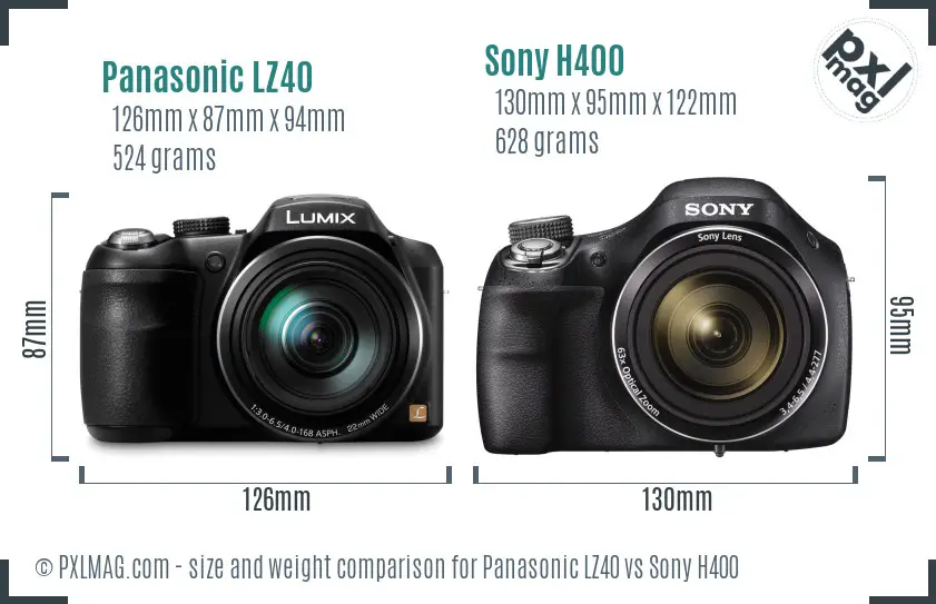 Panasonic LZ40 vs Sony H400 size comparison