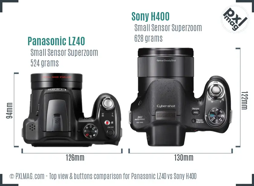 Panasonic LZ40 vs Sony H400 top view buttons comparison