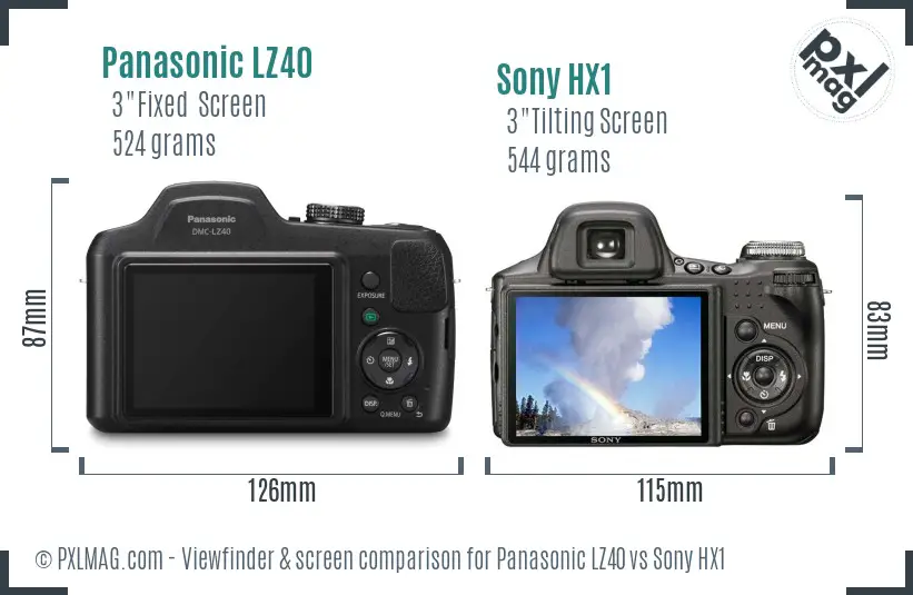 Panasonic LZ40 vs Sony HX1 Screen and Viewfinder comparison