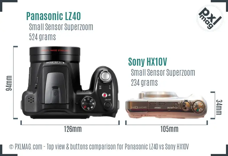 Panasonic LZ40 vs Sony HX10V top view buttons comparison