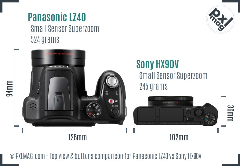 Panasonic LZ40 vs Sony HX90V top view buttons comparison