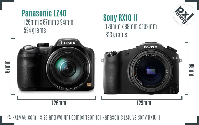 Panasonic LZ40 vs Sony RX10 II size comparison