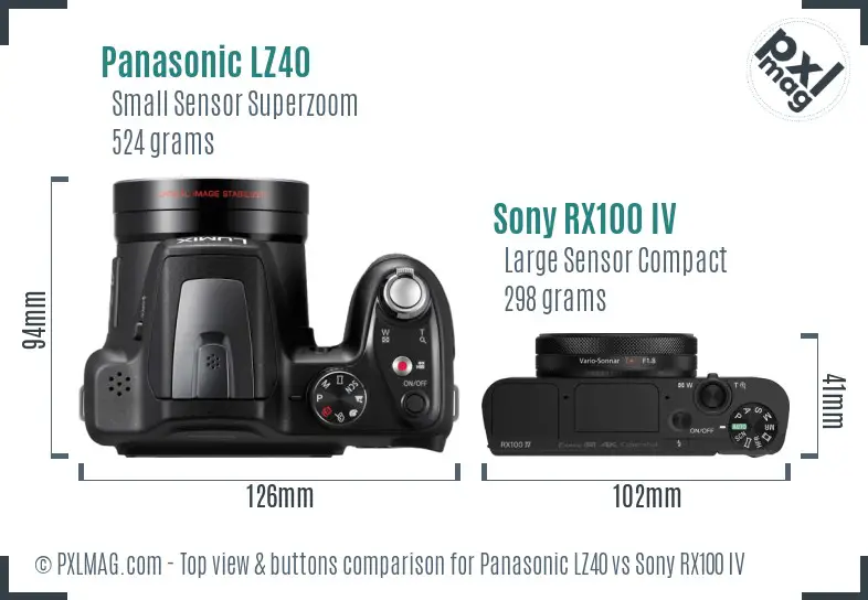 Panasonic LZ40 vs Sony RX100 IV top view buttons comparison