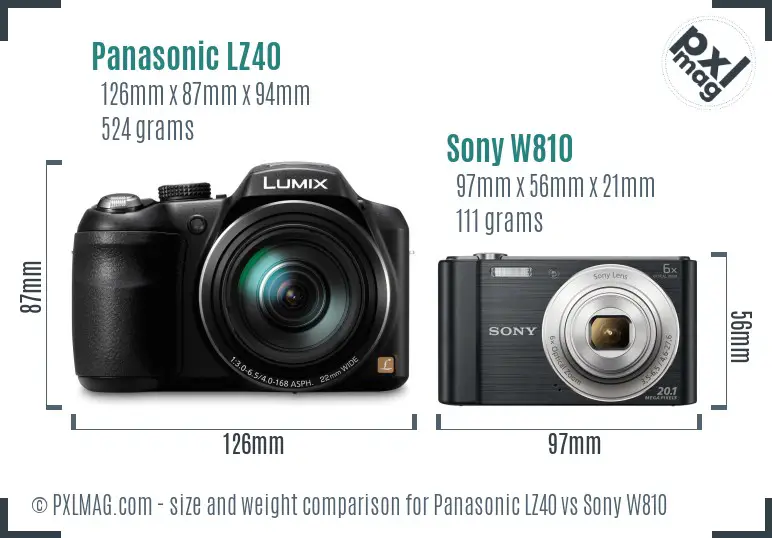 Panasonic LZ40 vs Sony W810 size comparison