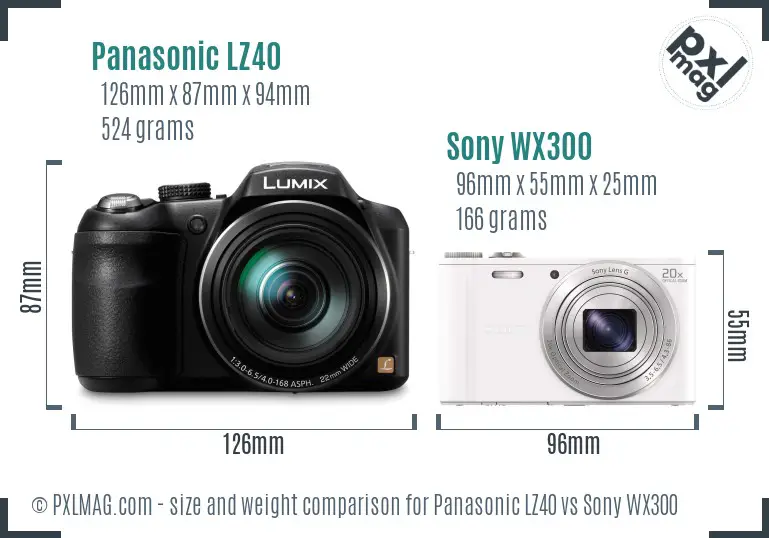 Panasonic LZ40 vs Sony WX300 size comparison