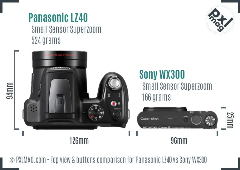 Panasonic LZ40 vs Sony WX300 top view buttons comparison