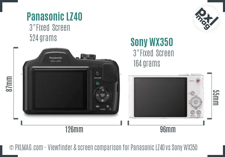 Panasonic LZ40 vs Sony WX350 Screen and Viewfinder comparison