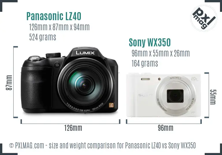 Panasonic LZ40 vs Sony WX350 size comparison