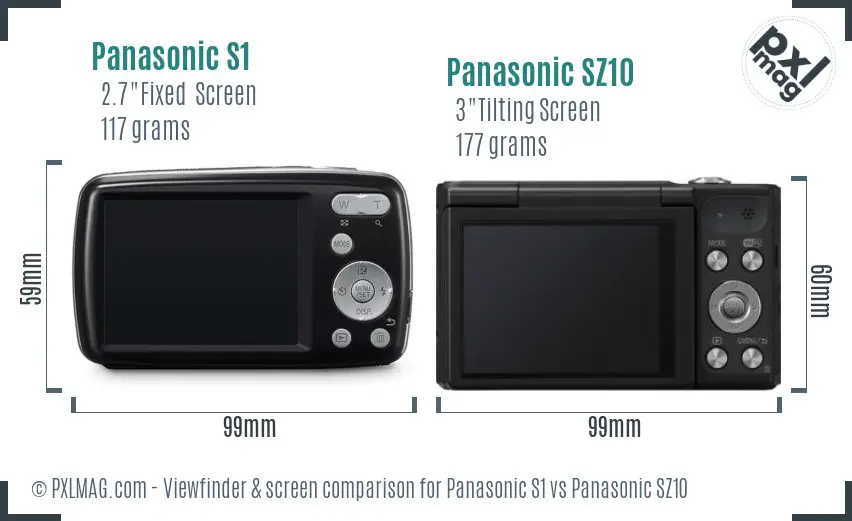 Panasonic S1 vs Panasonic SZ10 Screen and Viewfinder comparison