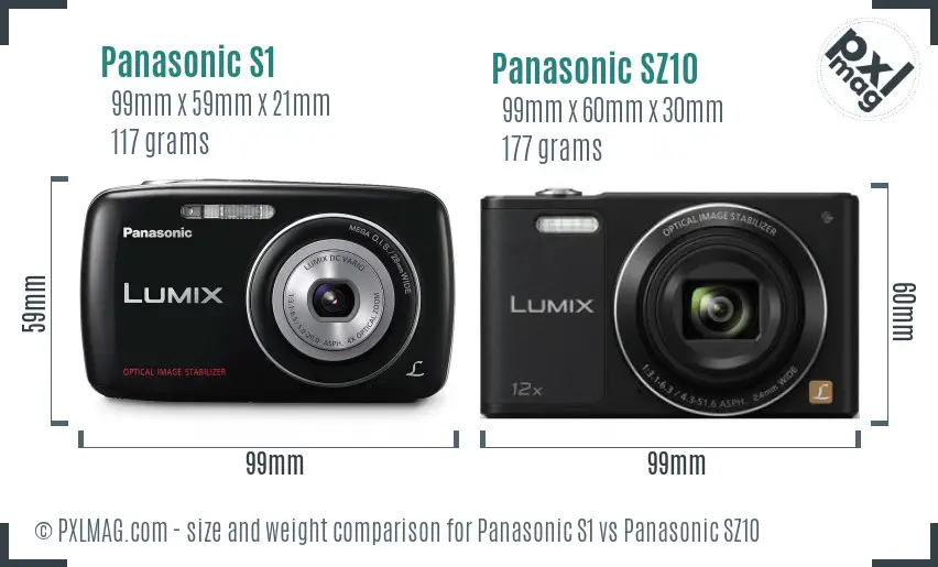 Panasonic S1 vs Panasonic SZ10 size comparison